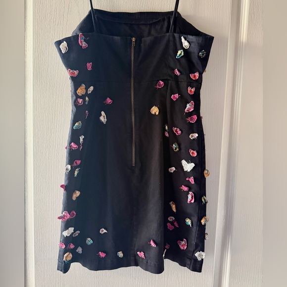 Maeve Anthropologie Black 3D Butterfly Embroidered Mini Dress Size 10 - Picture 6 of 12